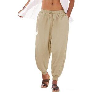 Men's Hippie Harem Pants Baggy Linen Boho Casual Drop Crotch Trouser